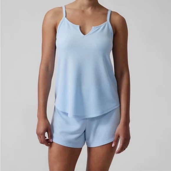 🏷️Athleta Wind Down Sleep Top Waffle Knit Baby Blue 2X - Picture 1 of 11
